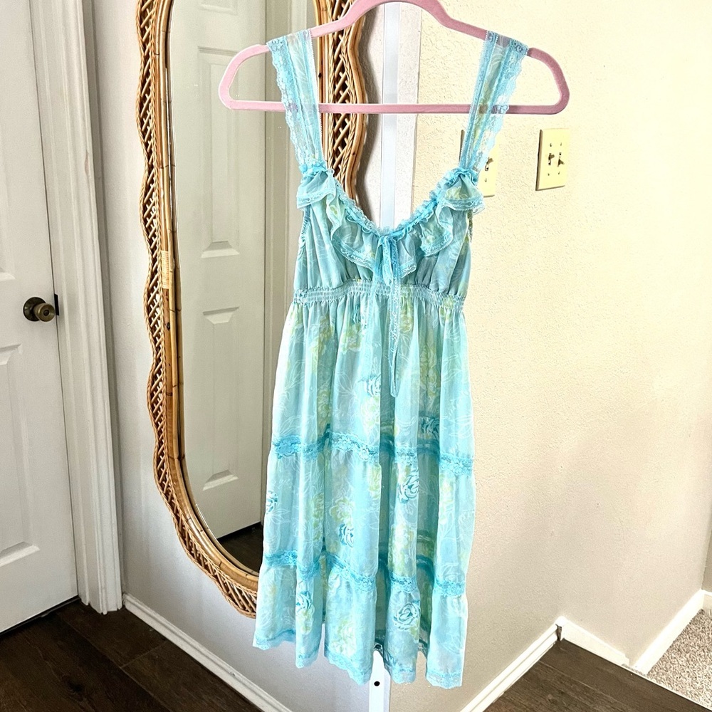 Victoria’s Secret / Blue Floral Lace Slip Lingerie